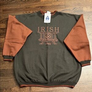 Notre Dame Embroidered Crewneck Sweatshirt - Dark Green and Brown